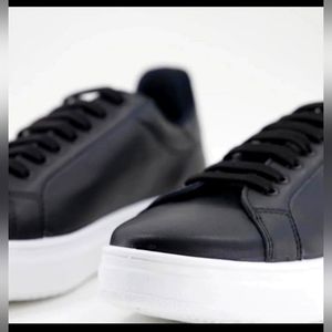 ASOS Black Leather Chunky Sole White Contrast Size 6